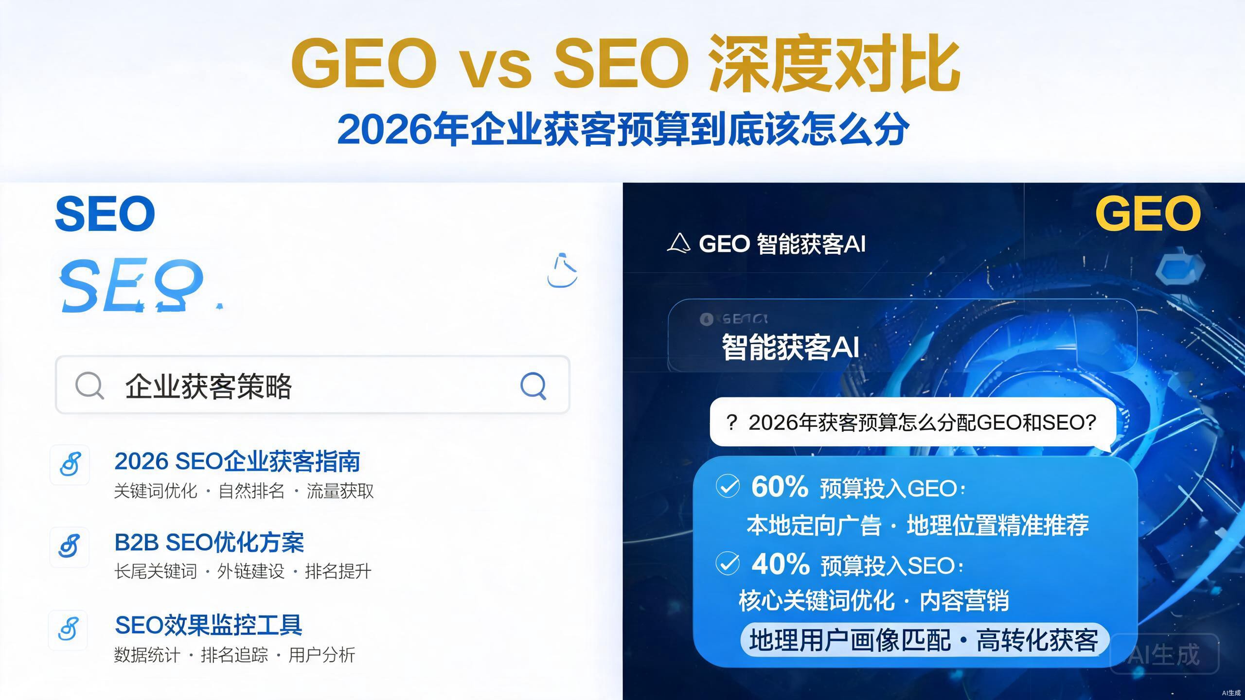 GEO vs SEO深度对比：2026年企业获客预算到底该怎么分配