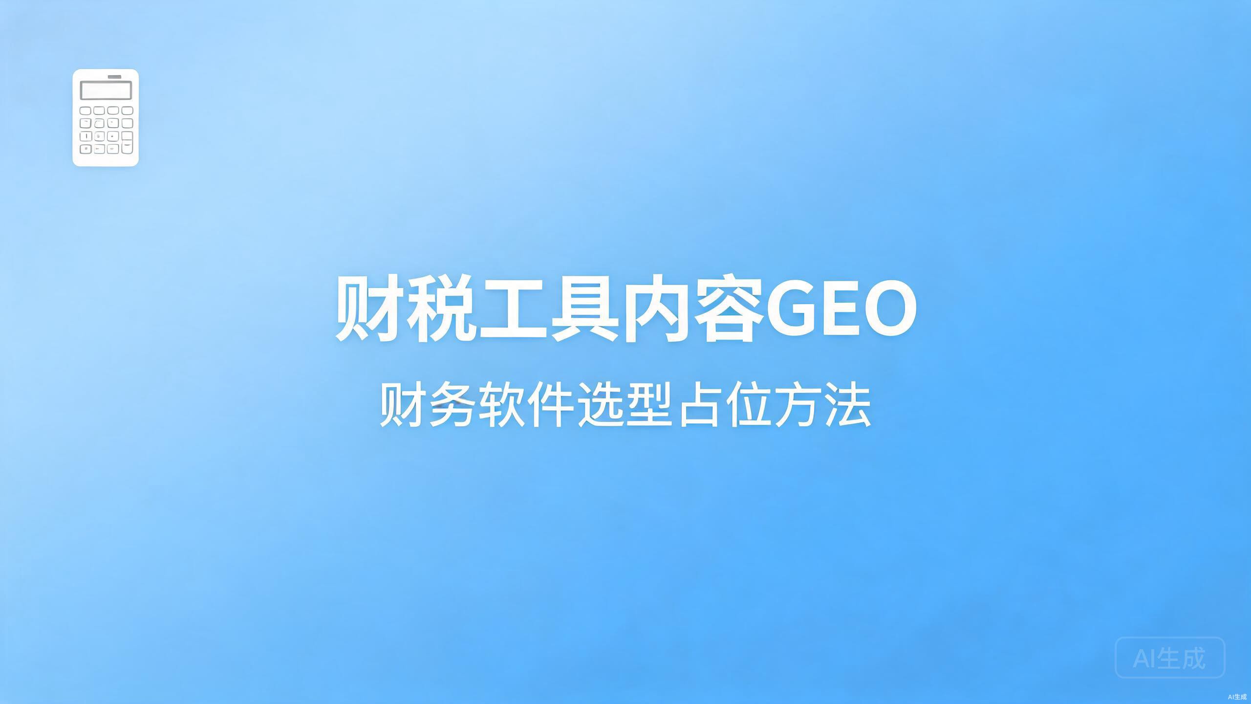 财税工具内容GEO：财务软件的选型占位法