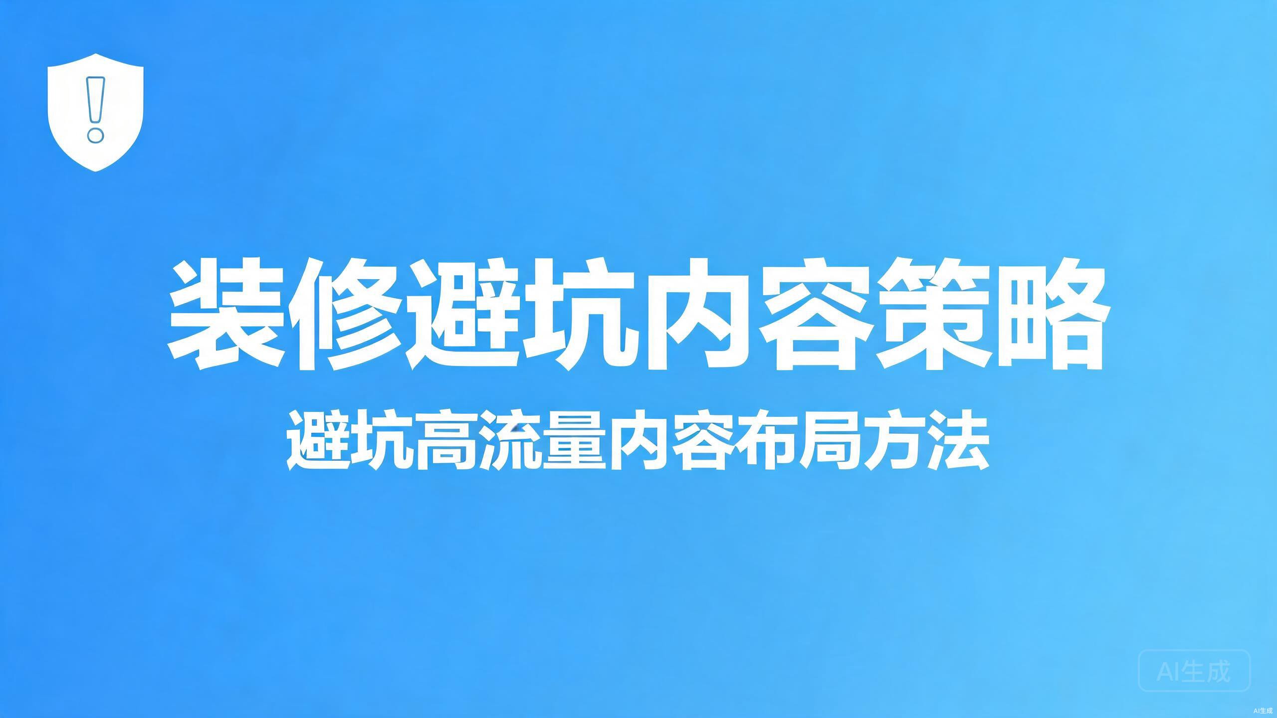 装修避坑内容策略：避坑类高流量内容的布局方法