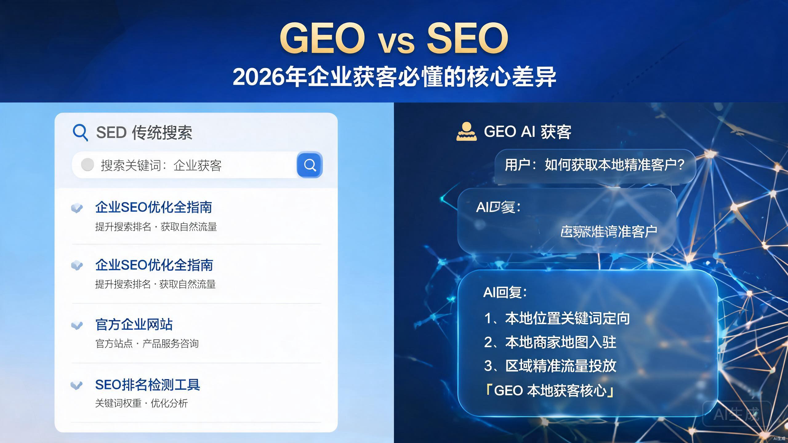 正飞GEO深度对比：GEO vs SEO，2026年企业获客必须搞懂的本质差异