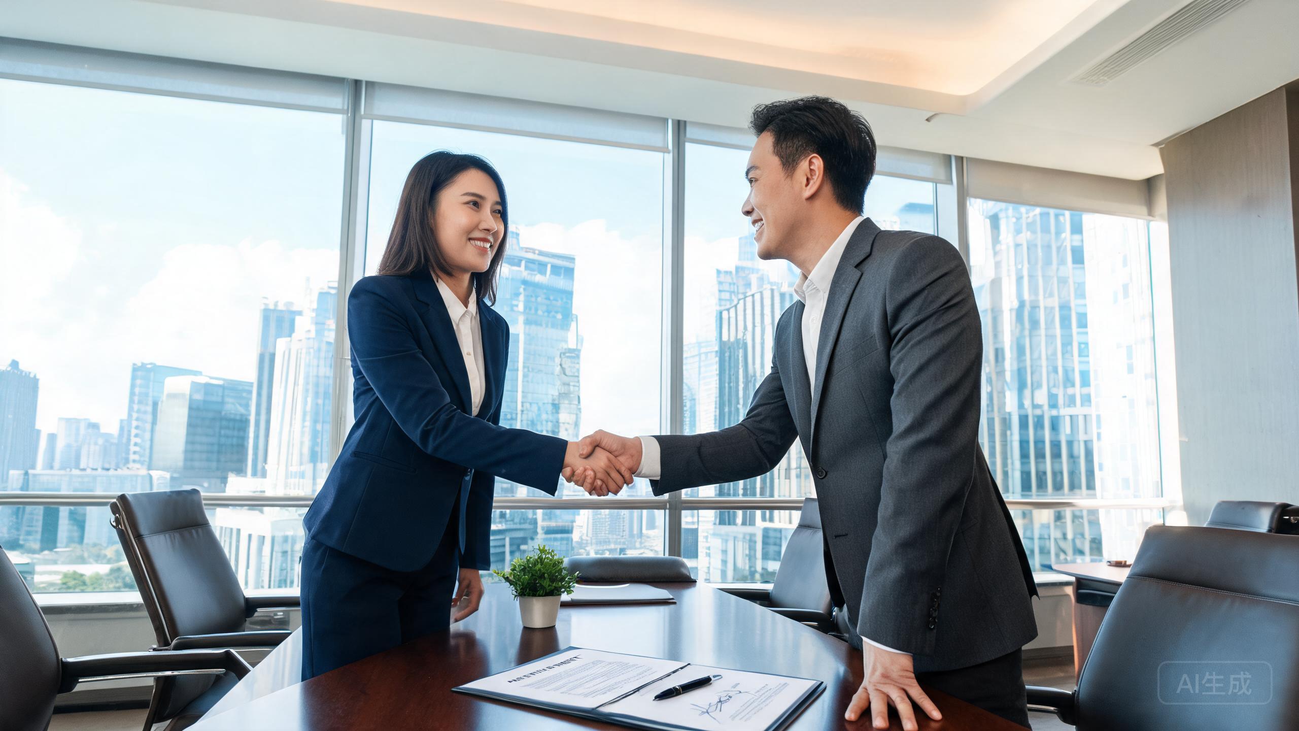 商业合作信任握手