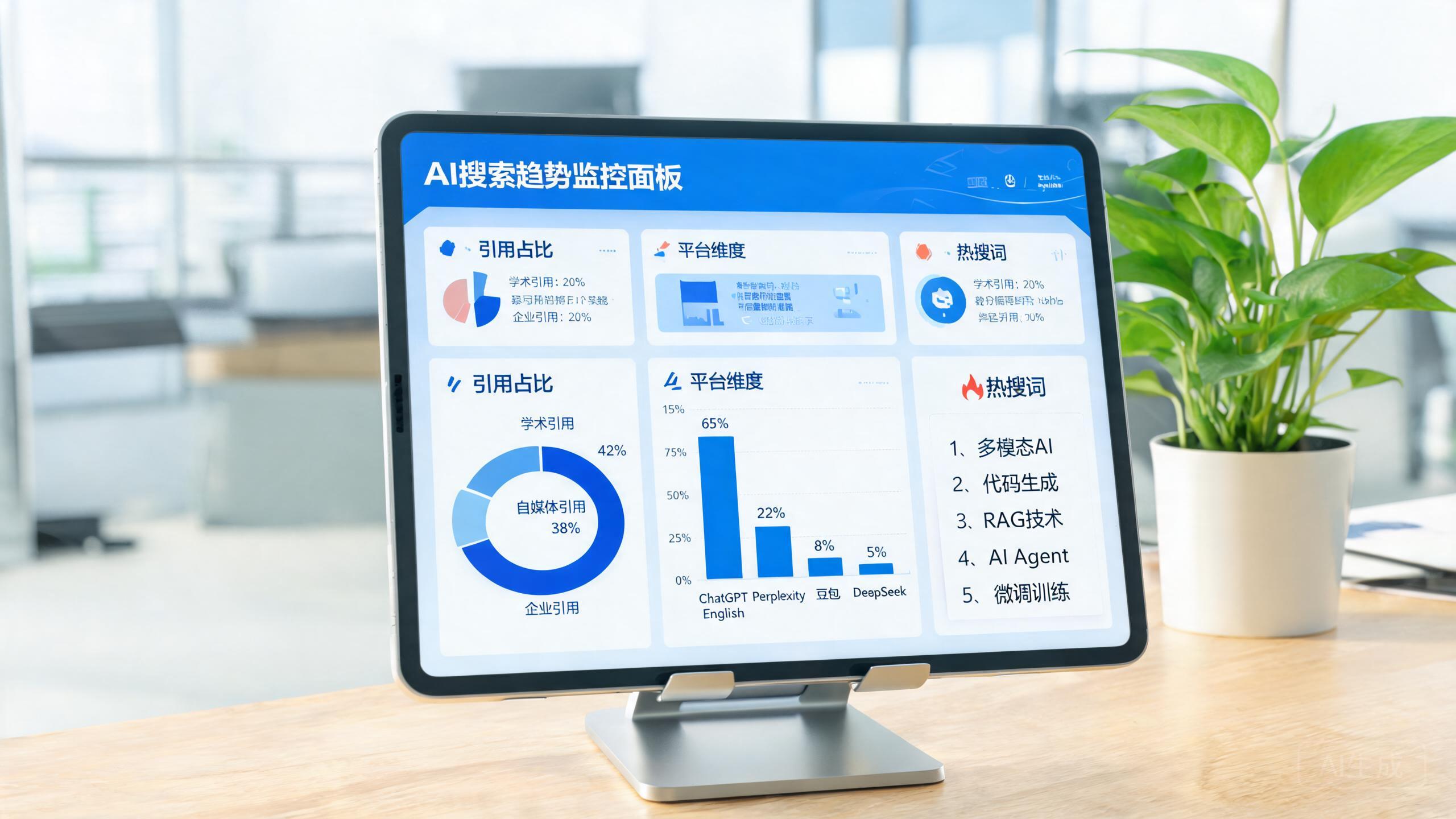 AI搜索趋势与品牌引用监控面板真实界面