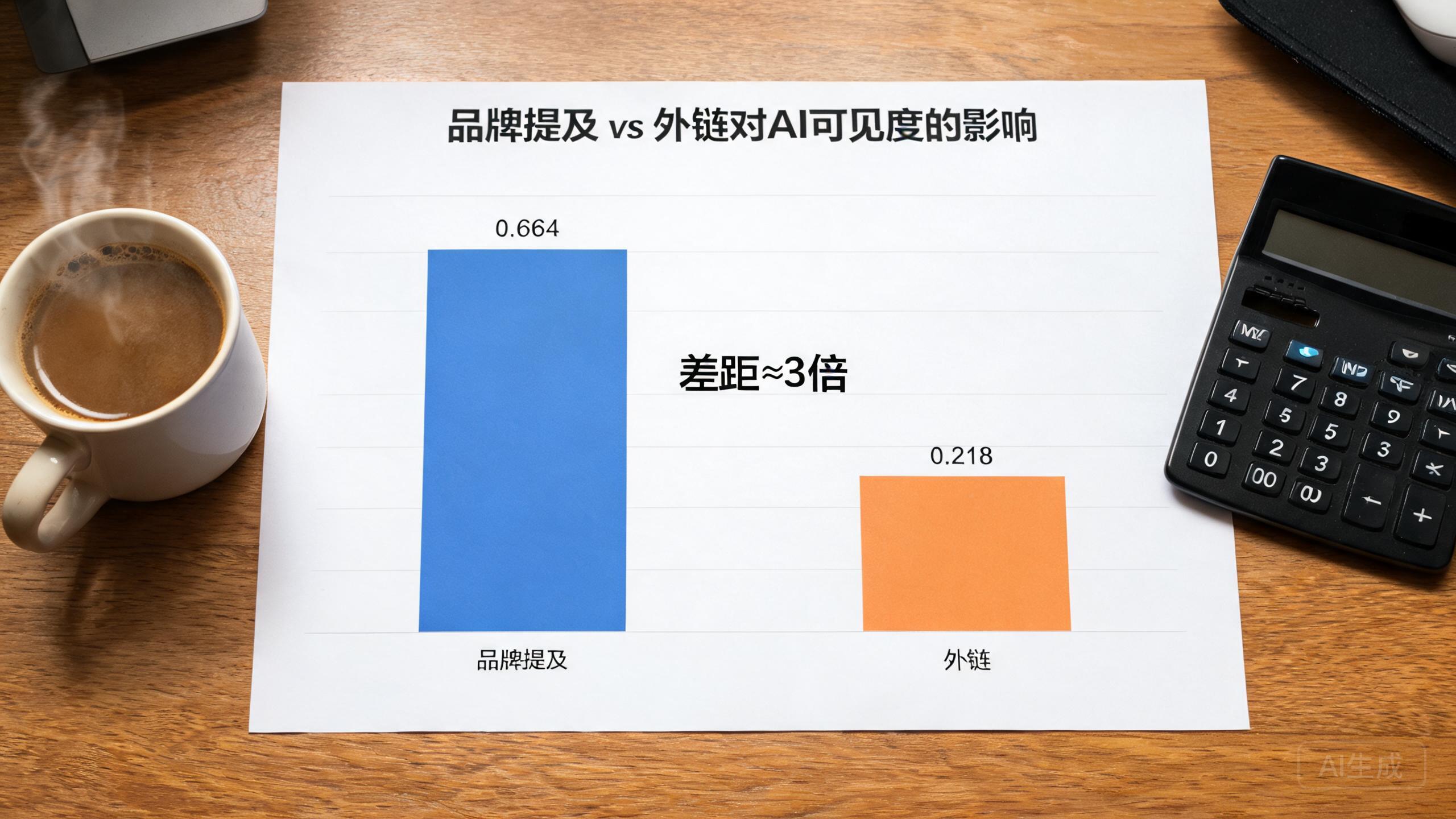 品牌提及与外链对AI可见度影响对比的真实数据图表